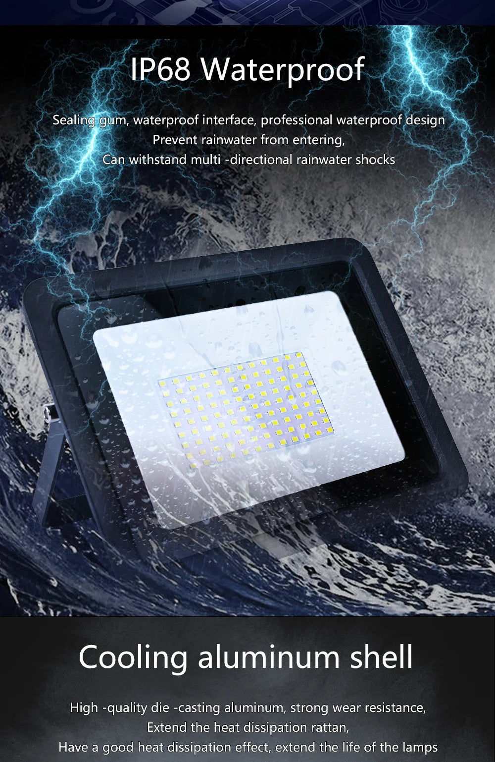 LED Flood Light AC220V 10W 20W 30W 50W 100W IP68 Waterproof Outdoor Garden Projector Lighting Refletor Spotlight Wall Floodlight