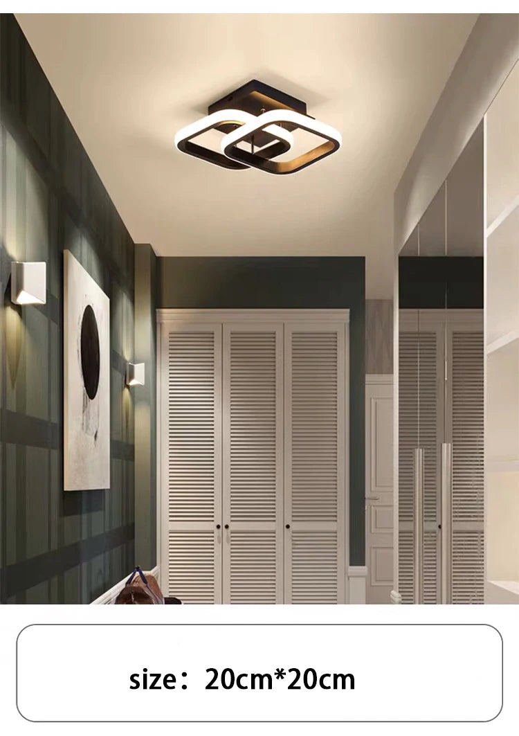 Modern LED Ceiling Light 2 Rings Creative Design Ceiling Lamp Indoor Lighting Fixtures Hallway Balcony Aisle Office Light