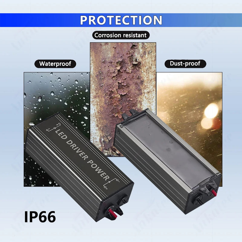 LED Driven Lighting Transformer 85-265V AC to DC 24-36V 1500mA Max 50W Aluminum IP66 Waterproof Constant Current Power Supply