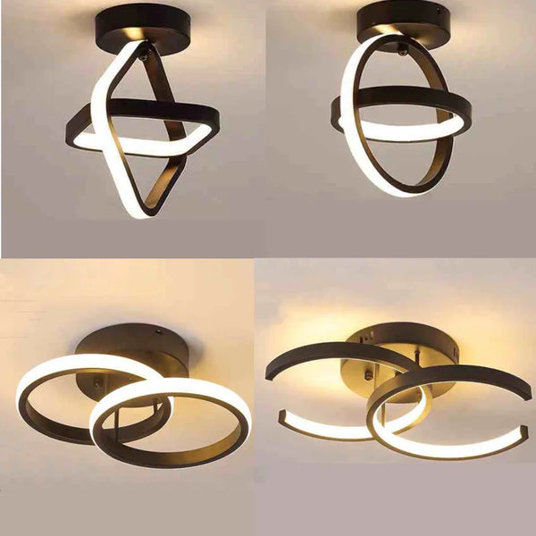 Modern LED Ceiling Light 2 Rings Creative Design Ceiling Lamp Indoor Lighting Fixtures Hallway Balcony Aisle Office Light