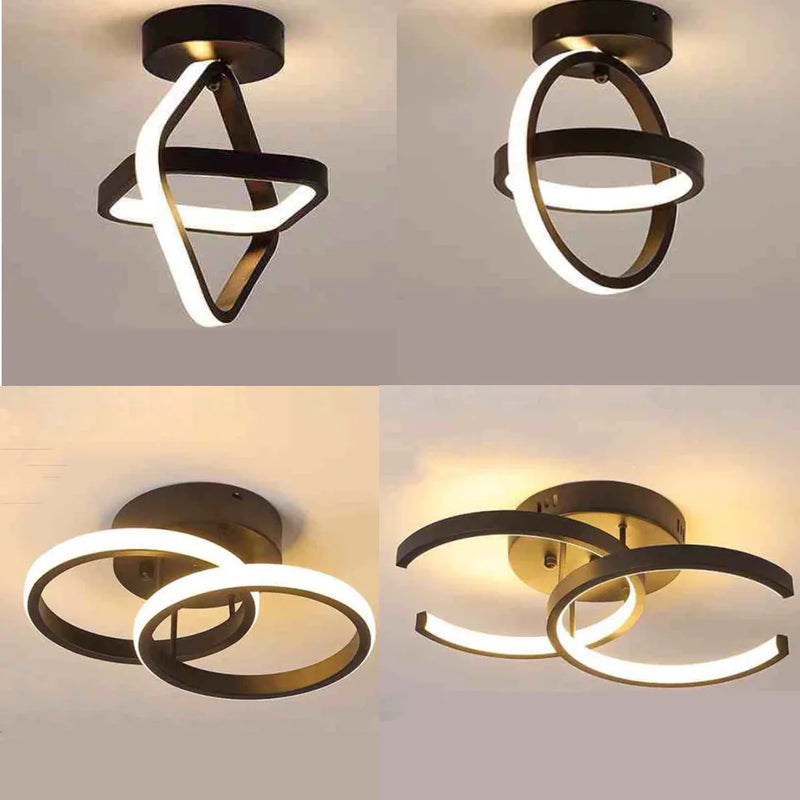 Modern LED Ceiling Light 2 Rings Creative Design Ceiling Lamp Indoor Lighting Fixtures Hallway Balcony Aisle Office Light