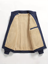 Warm Stand Collar Fleece Jacket, Men's Casual Comfortable Solid Color Zip Up Coat/ Outwear For Fall Winter