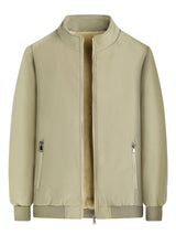 Warm Stand Collar Fleece Jacket, Men's Casual Comfortable Solid Color Zip Up Coat/ Outwear For Fall Winter