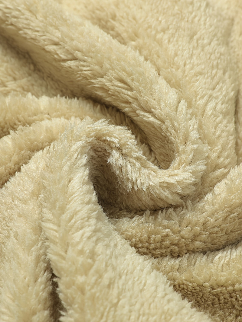 Warm Stand Collar Fleece Jacket, Men's Casual Comfortable Solid Color Zip Up Coat/ Outwear For Fall Winter