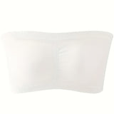 Plus Size Double-Layer Anti-Slip Strapless Bra with Removable Pads - No Underwire Seamless Smoothing High Elasticity Black Camisole Top for Casual Attire, Comfortable Daily Wear, Offshoulder Fashion, Smooth Fabric Finish