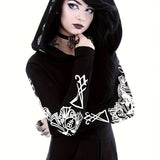 Women's Fashion Punk Style Geometric Print Zipper Sweatshirt