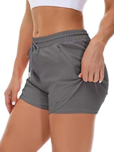 Women'S Casual Sports Shorts - Beige, Stretchy Lycra Fabric, Drawstring Waist, Multiple Pockets for Running and Fitness, Casual Sportswear|Casual Fit|Stretchy Fabric