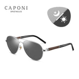 CAPONI Pilot Sunglasses Polarized UV400 High Quality Wooden Frame Sun Glasses For Men Luxury Brand Driving Eyewear Shades CP409