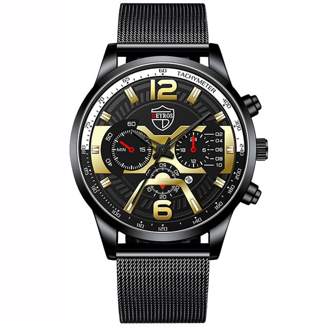 Luxury Mens Bracelets Watches Fashion Men Stainless Steel Mesh Belt Quartz Watch Business Casual Male Clock relogio masculino