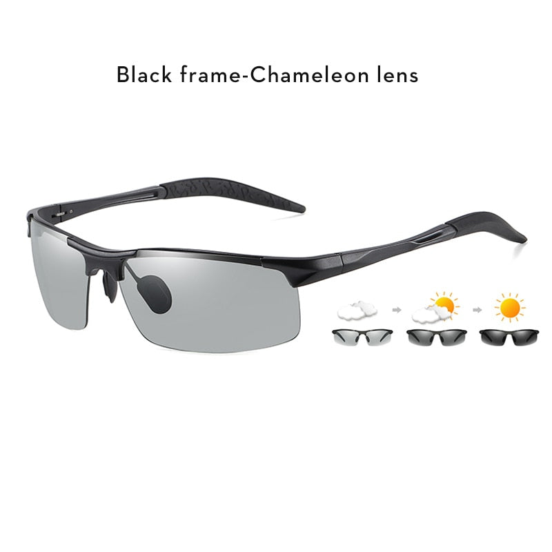 2022 Aluminum Rimless Photochromic Sunglasses Men Polarized Day Night Driving Glasses Chameleon Anti-Glare gafas de sol hombre