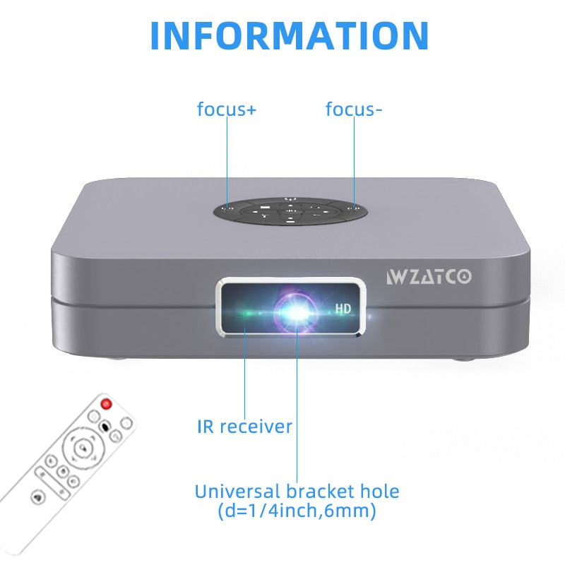 WZATCO D1 DLP 3D Projector 300inch Home Cinema support Full HD 1920x1080P,32GB Android 5G WIFI Video Beamer MINI Projector