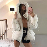 Spot Fit Cold Weather Winter Women's Fluffy Woolen Down Coat Female Oversized Thicker Warm Down Jacket Hooded Down Parkas F2423