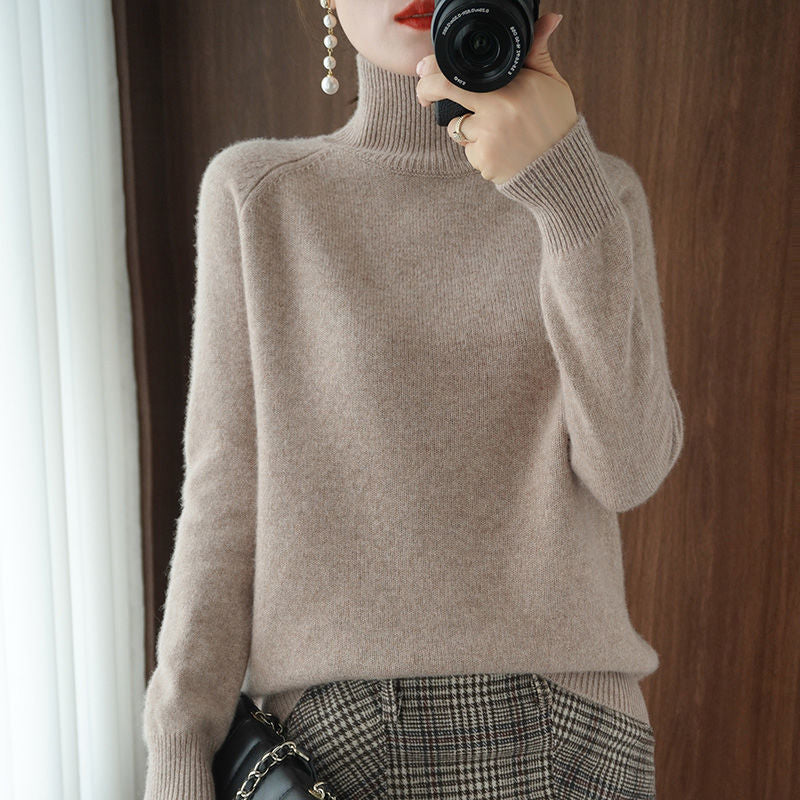 Turtleneck Pullover Fall/winter 2022 Cashmere Sweater Women Pure Color Casual Long-sleeved Loose Pullover Bottoming Women's