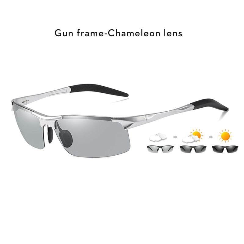 2022 Aluminum Rimless Photochromic Sunglasses Men Polarized Day Night Driving Glasses Chameleon Anti-Glare gafas de sol hombre
