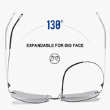 CAPONI Square Sun Glasses For Men Photochromic Polarized Rimless Sunglasses Classic Design High Quality Eyewear UV400 BS7467