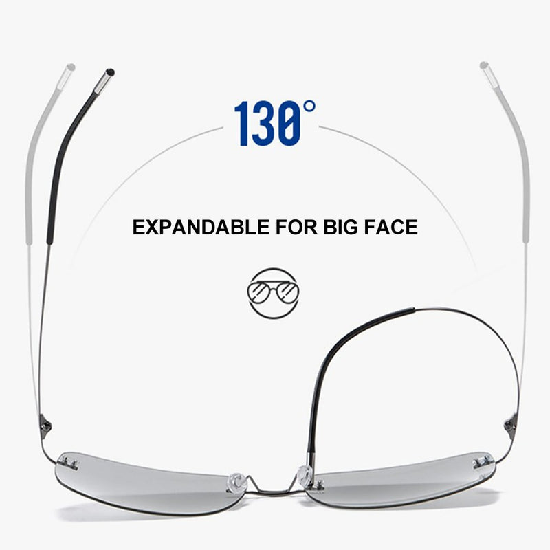 CAPONI Square Sun Glasses For Men Photochromic Polarized Rimless Sunglasses Classic Design High Quality Eyewear UV400 BS7467