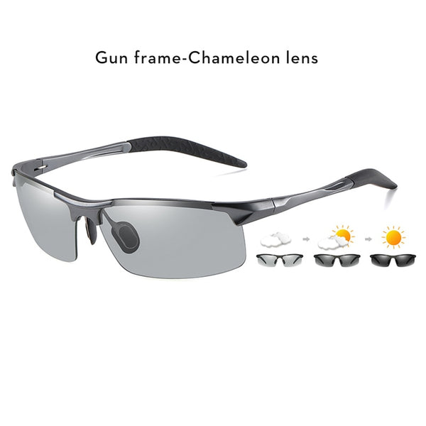2022 Aluminum Rimless Photochromic Sunglasses Men Polarized Day Night Driving Glasses Chameleon Anti-Glare gafas de sol hombre