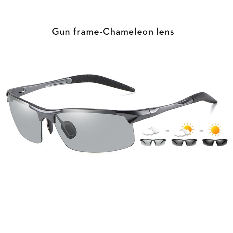 2022 Aluminum Rimless Photochromic Sunglasses Men Polarized Day Night Driving Glasses Chameleon Anti-Glare gafas de sol hombre