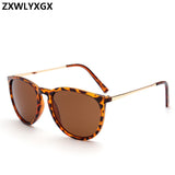 ZXWLYXGX   Retro Male Round Sunglasses Women Men Brand Designer Sun Glasses For Lady Alloy Mirror  Oculos De Sol