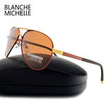 Blanche Michelle 2022 Vintage Pilot Sunglasses Men Polarized Sun Glasses Driving High Quality UV400 Sunglass okulary With Box