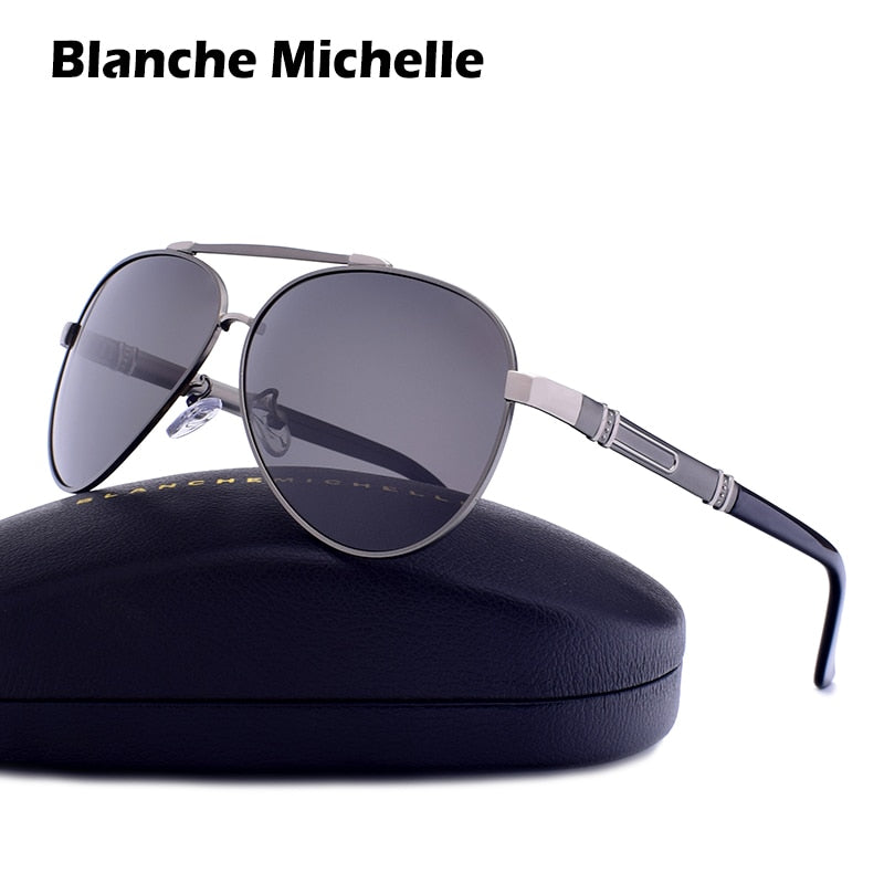 Blanche Michelle Pilot Polarized Sunglasses Men 2020 Brand Mirror Sun Glasses Driving UV400 Alloy Gafas De Sol Oculos With Box