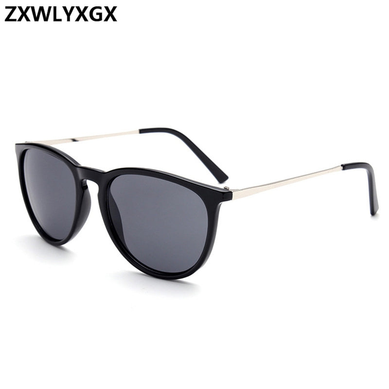 ZXWLYXGX   Retro Male Round Sunglasses Women Men Brand Designer Sun Glasses For Lady Alloy Mirror  Oculos De Sol