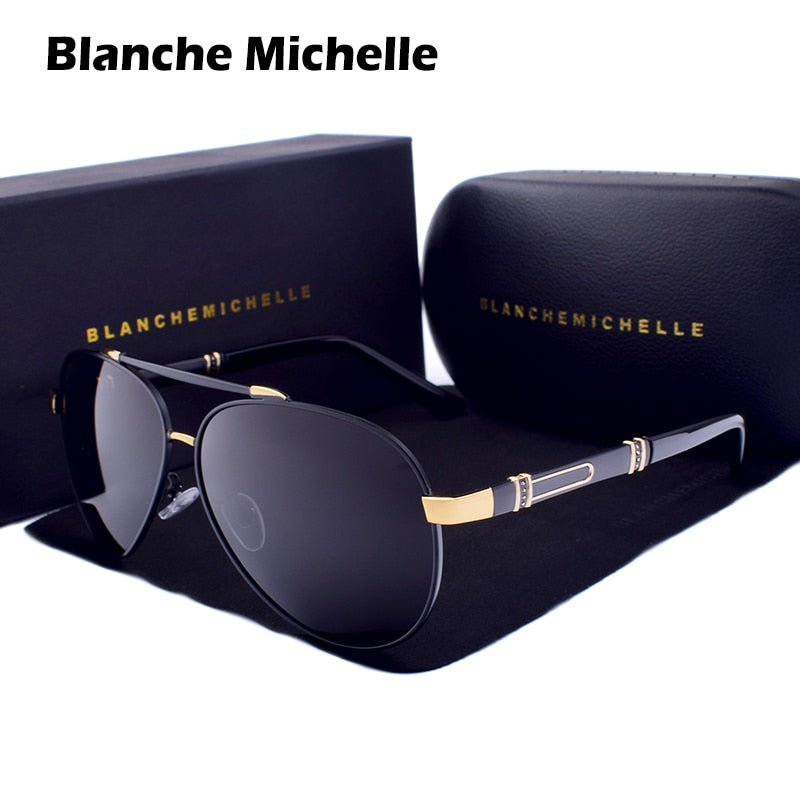 Blanche Michelle Pilot Polarized Sunglasses Men 2020 Brand Mirror Sun Glasses Driving UV400 Alloy Gafas De Sol Oculos With Box