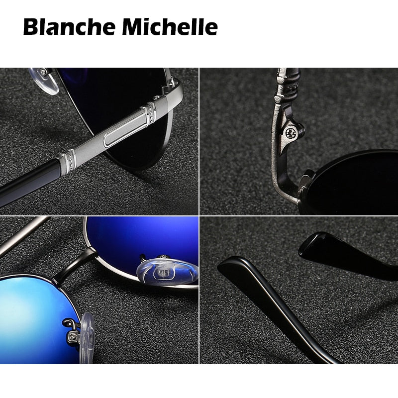 Blanche Michelle Pilot Polarized Sunglasses Men 2020 Brand Mirror Sun Glasses Driving UV400 Alloy Gafas De Sol Oculos With Box