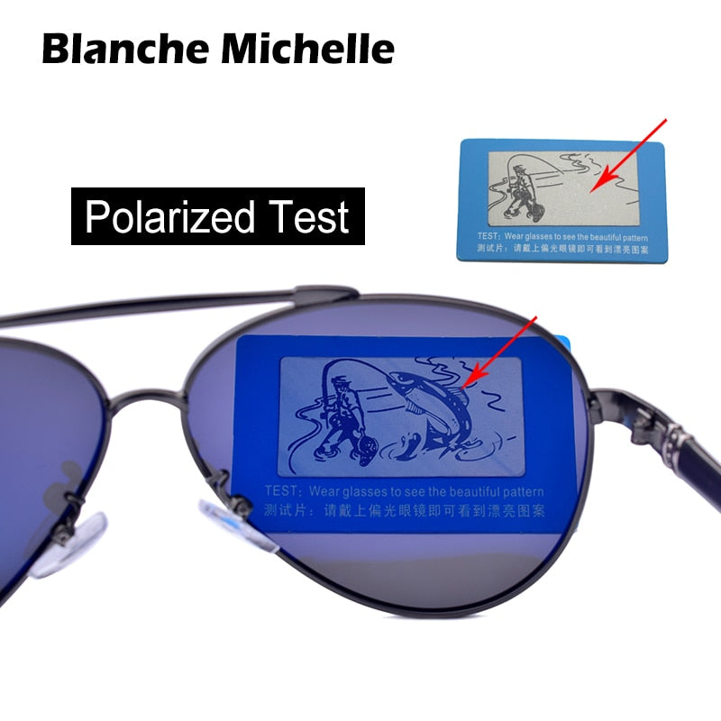 Blanche Michelle Pilot Polarized Sunglasses Men 2020 Brand Mirror Sun Glasses Driving UV400 Alloy Gafas De Sol Oculos With Box