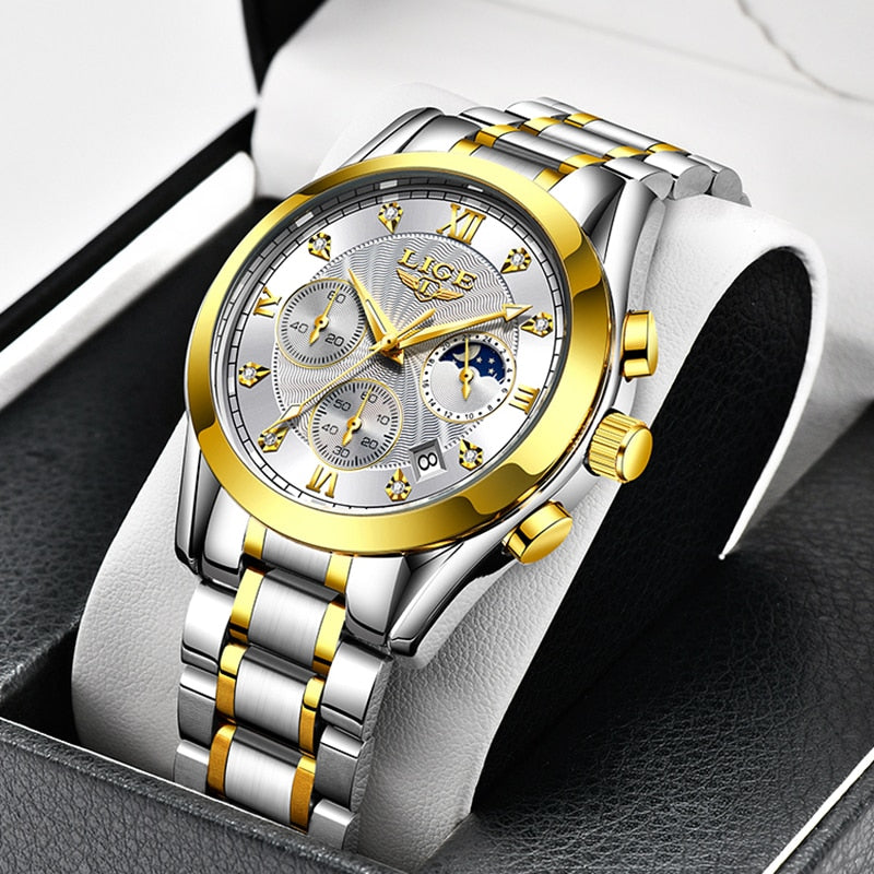 LIGE Fashion Women Watches Ladies Brand Luxury Stainless Steel Calendar Sport Quartz Watch Women Waterproof Watch Montre Femme
