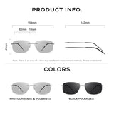 CAPONI Square Sun Glasses For Men Photochromic Polarized Rimless Sunglasses Classic Design High Quality Eyewear UV400 BS7467