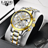 LIGE Fashion Women Watches Ladies Brand Luxury Stainless Steel Calendar Sport Quartz Watch Women Waterproof Watch Montre Femme