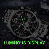 2022 Fashion Mens Watches Luxury Stainless Steel Quartz Wristwatch Calendar Luminous Clock Men Business Casual Leather Watch
