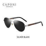 CAPONI Pilot Sunglasses Polarized UV400 High Quality Wooden Frame Sun Glasses For Men Luxury Brand Driving Eyewear Shades CP409
