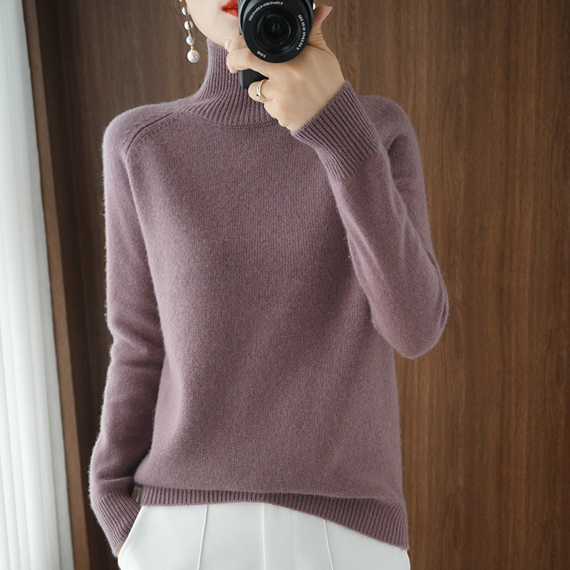 Turtleneck Pullover Fall/winter 2022 Cashmere Sweater Women Pure Color Casual Long-sleeved Loose Pullover Bottoming Women's
