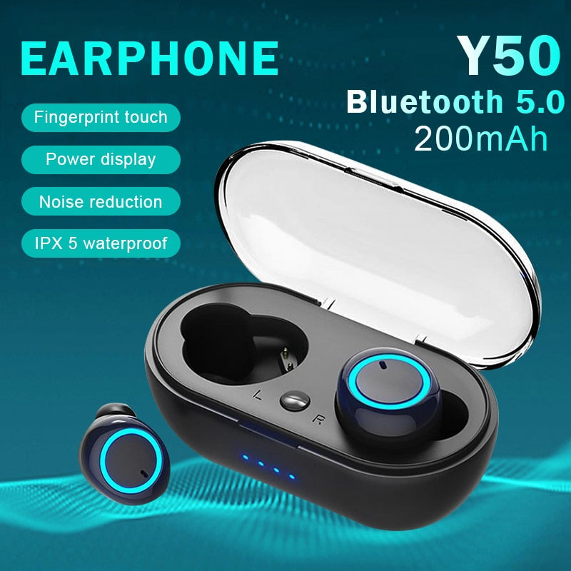 Y50 Bluetooth Earphone Outdoor Sports Wireless Headset 5.0 With Chargi