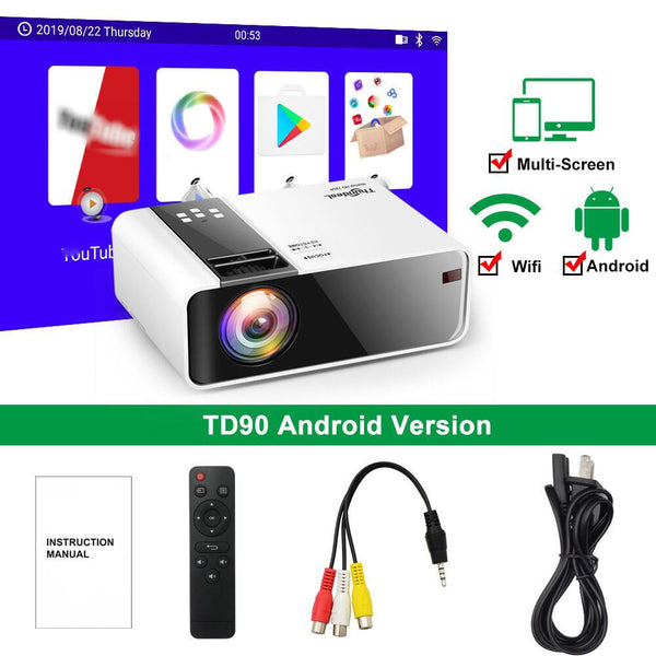 ThundeaL HD Mini Projector TD90 Native 1280 x 720P LED Android WiFi Projector Video Home Cinema 3D Smart Movie Game Proyector