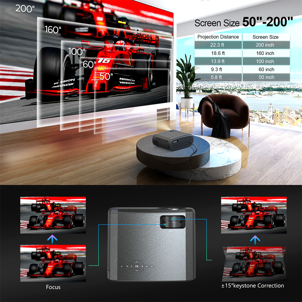 WEWATCH V50 Portable 5G WIFI Projector Mini Smart Real 1080P Full HD Movie Proyector 200'' Large Screen LED Bluetooth Projectors