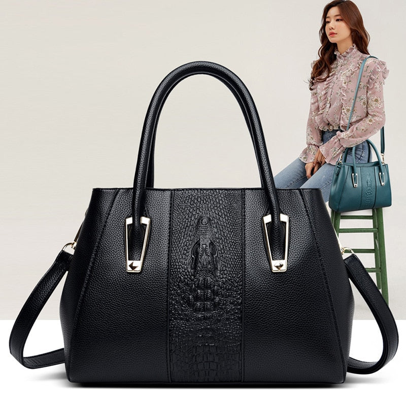 New Crocodile design, ladies, handbags, fashion brands, ladies bags, popular small travel handbags, leather, luxury bags