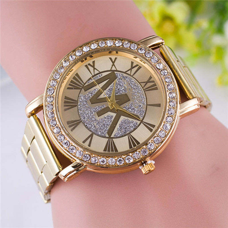 Luxury Famous TVK Brand Watch For Women Gold Stainless Steel Strap Diamond Digital Ladies Quartz Wrist Watches Relogio Feminino