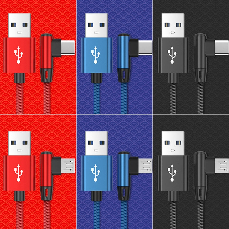 OLAF 5A USB C Cable Fast Charging Micro USB for Huawei Mate 40 30 Xiaomi Samsung 90 Degree Mobile Phone Charging Cord 1M/2M/3M