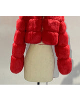 ZADORIN New Fashion Short Winter Faux Fox Fur Coat Women Luxury Stand Fur Collar Thick Warm Furry Jacket Faux Fur Cropped Top