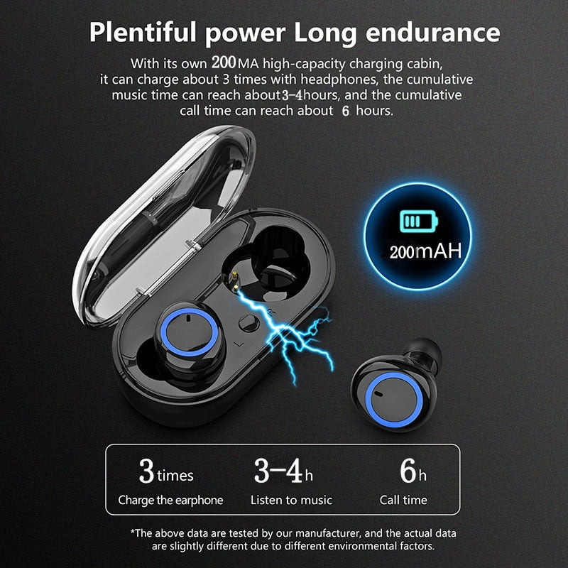 Y50 Bluetooth Earphone Outdoor Sports Wireless Headset 5.0 With Charging Bin Power Display Touch Control Headphone Earbuds