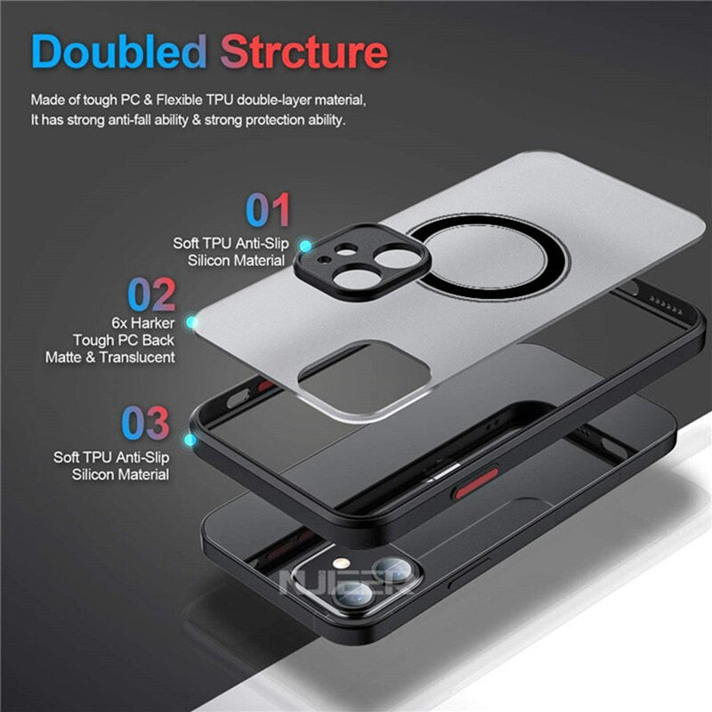 Luxury Magnetic For Magsafe Wireless Charge Phone Case For iPhone 13 14 12 11 Pro Max Mini X XR XS 14Plus Shockproof Armor Cover