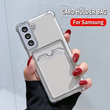 Card Holder Wallet Clear Case For Samsung S22 Ultra A52 A52S 5G A53 A51 A71 A13 A12 A32 A72 A50 A21S A03 A23 A73 A30S Case Cover