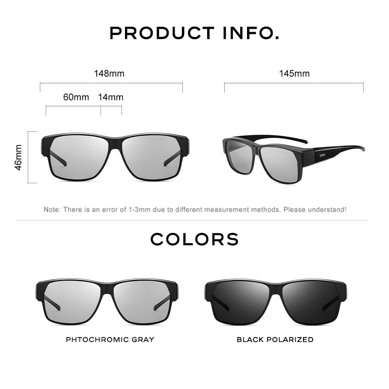 CAPONI Fit Over Sunglasse Polarized Men UV400 Goggles Outdoor Driving Fishing TR-90 Frame Cover Sun Glasses Discoloration BS3027