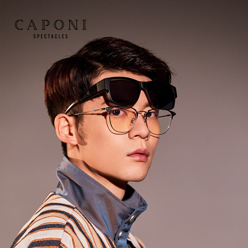 CAPONI Fit Over Sunglasse Polarized Men UV400 Goggles Outdoor Driving Fishing TR-90 Frame Cover Sun Glasses Discoloration BS3027