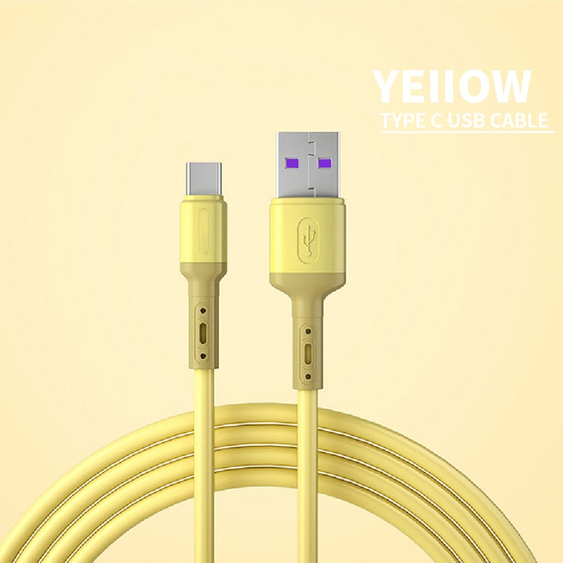 Fast Charging Type C Cable USB C Liquid Soft Silicone Data Cord For Huawei Xiaomi 1/1.5/2M Mobile Phone USB-C Charger Wire