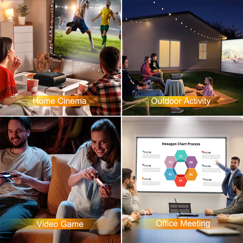 WEWATCH V50 Portable 5G WIFI Projector Mini Smart Real 1080P Full HD Movie Proyector 200&#39;&#39; Large Screen LED Bluetooth Projectors
