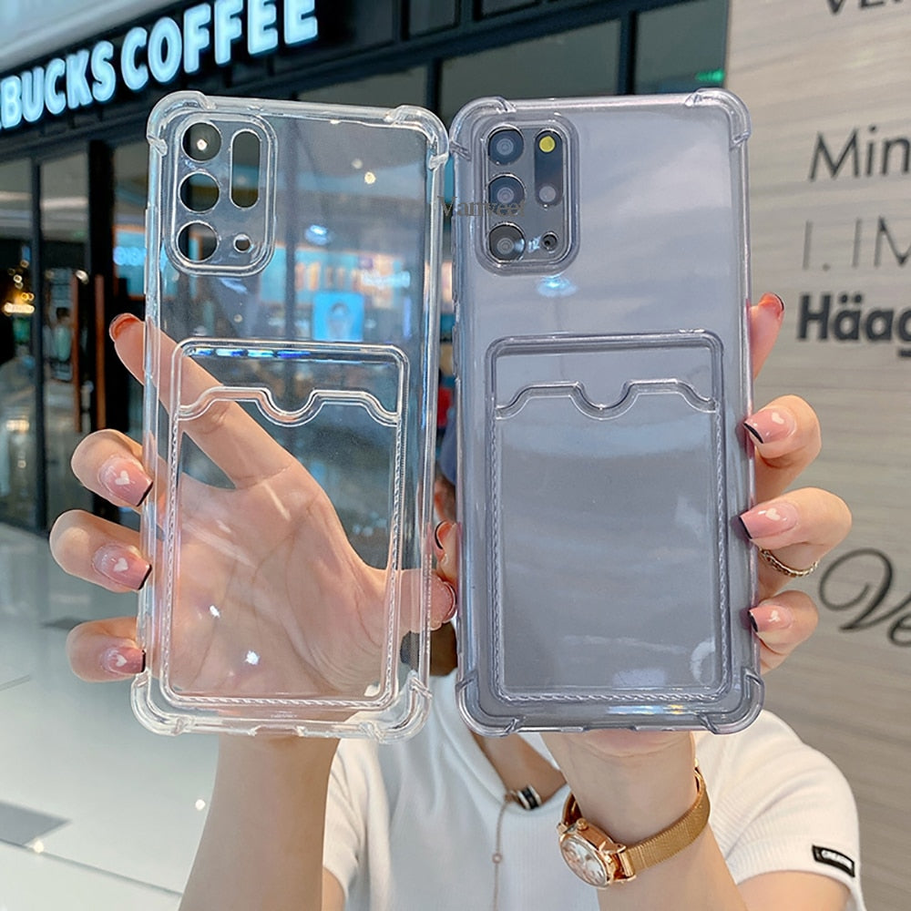 Card Holder Wallet Clear Case For Samsung S22 Ultra A52 A52S 5G A53 A51 A71 A13 A12 A32 A72 A50 A21S A03 A23 A73 A30S Case Cover